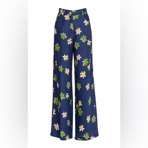 NWT. SILVIA TCHERASSI
Emine Printed Linen Wide-leg Pants In Multi. Sz XS